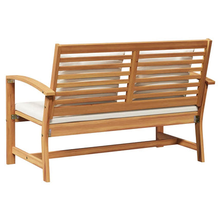 bænk med pude Brun og Creme 110 x 66 x 76 cm Massiv Teaktræ