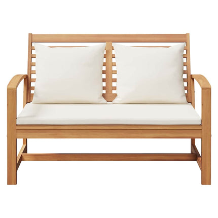 bænk med pude Brun og Creme 110 x 66 x 76 cm Massiv Teaktræ