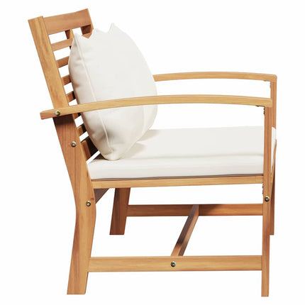 bænk med pude Brun og Creme 110 x 66 x 76 cm Massiv Teaktræ
