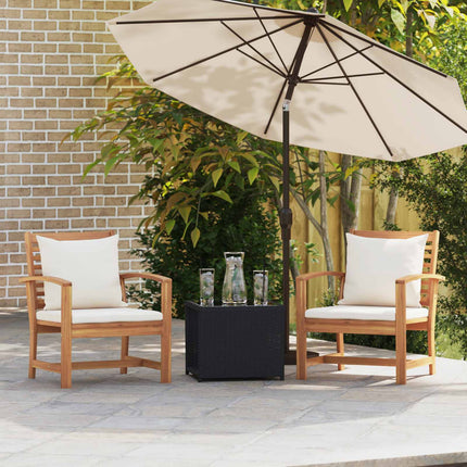 Stol 2 Stk Brun og Creme 65 x 60 x 76,5 cm Massiv Teaktræ