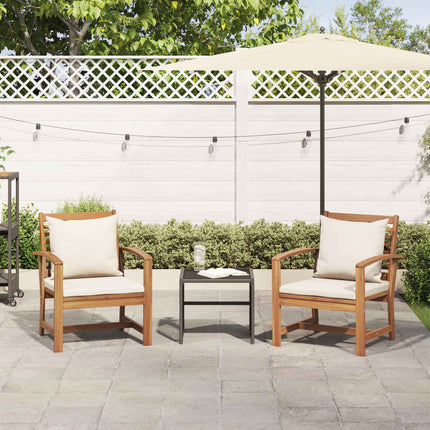 Stol 2 Stk Brun og Creme 65 x 60 x 76,5 cm Massiv Teaktræ