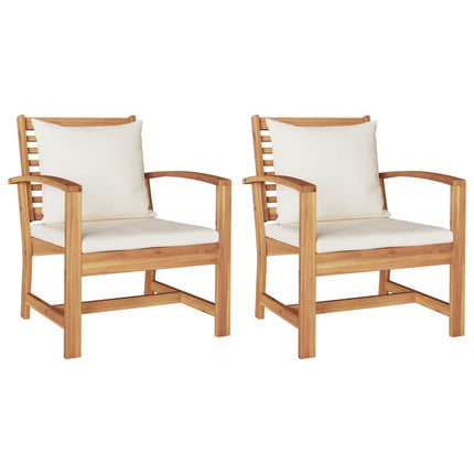 Stol 2 Stk Brun og Creme 65 x 60 x 76,5 cm Massiv Teaktræ