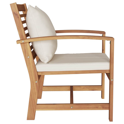 Stol 2 Stk Brun og Creme 65 x 60 x 76,5 cm Massiv Teaktræ