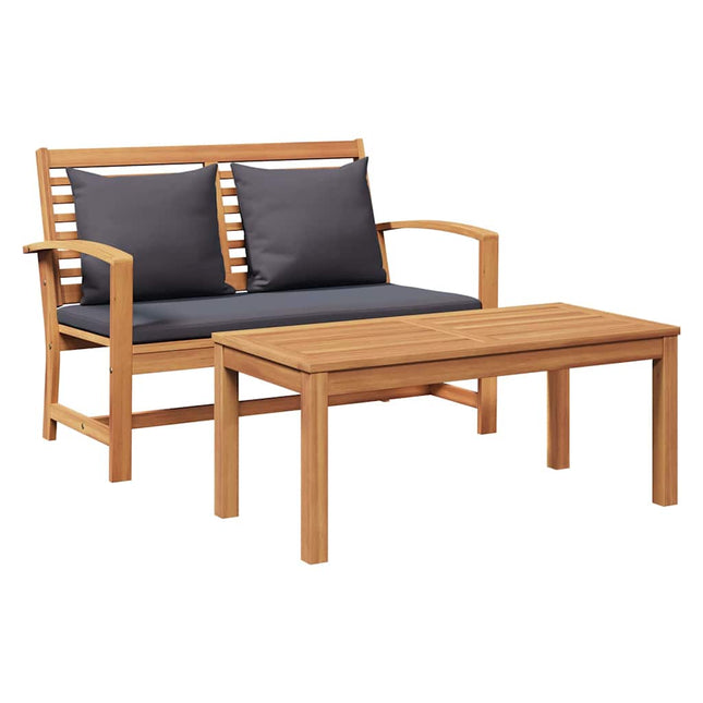 bænk med pude Brun og mørkegrå 110 x 66 x 76 cm Massiv Teaktræ