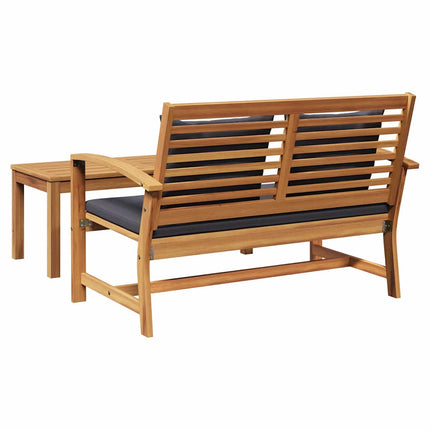 bænk med pude Brun og mørkegrå 110 x 66 x 76 cm Massiv Teaktræ