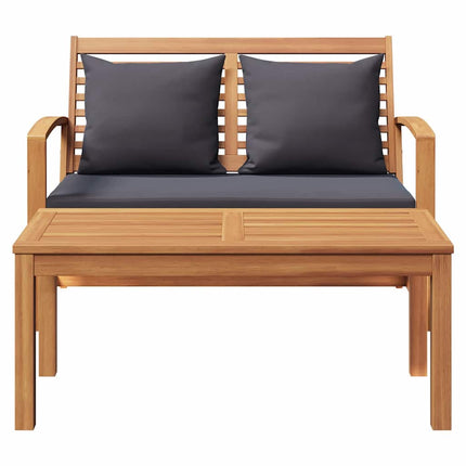 bænk med pude Brun og mørkegrå 110 x 66 x 76 cm Massiv Teaktræ