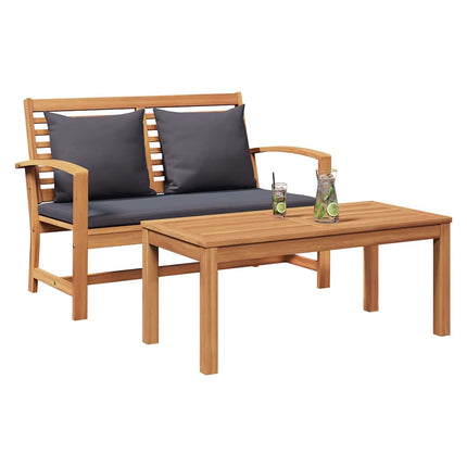 bænk med pude Brun og mørkegrå 110 x 66 x 76 cm Massiv Teaktræ
