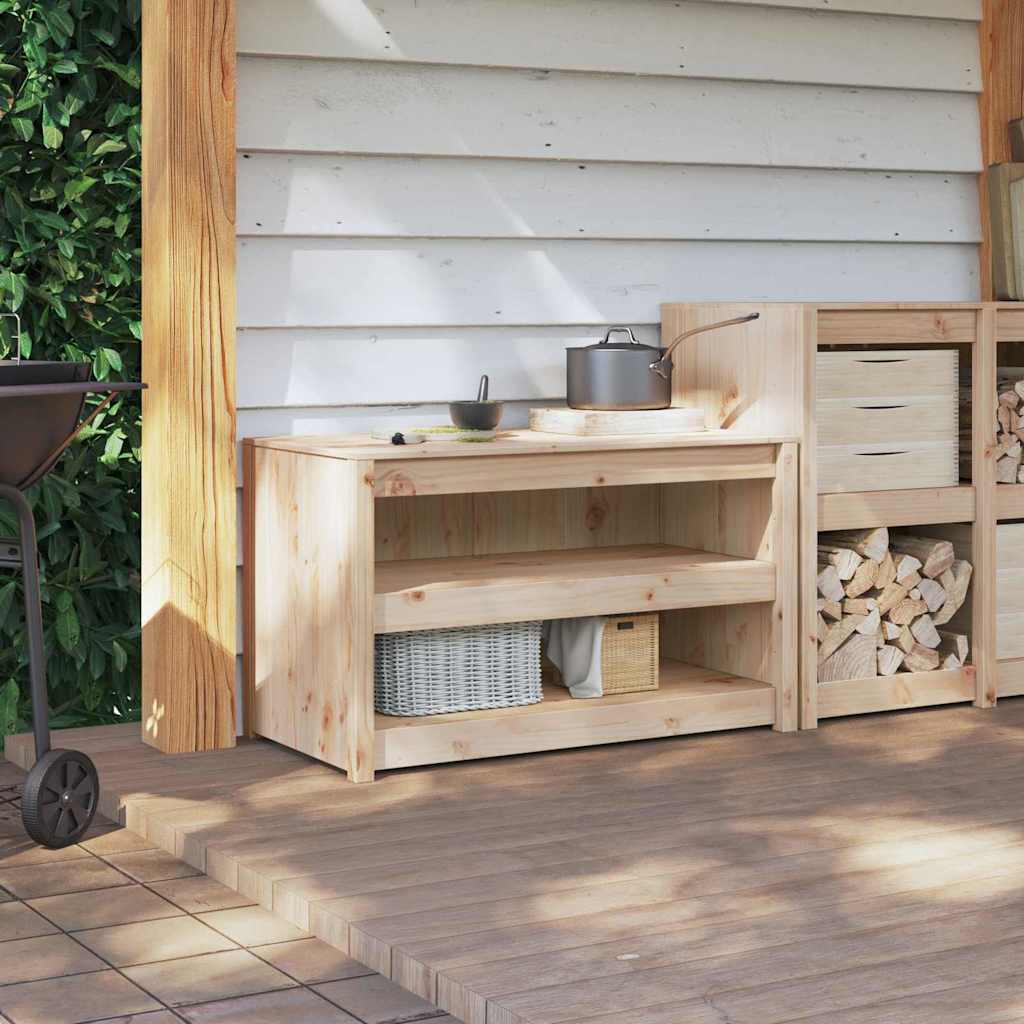 Køkkenskab med hylde Brun eg 106 x 55 x 64 cm Massiv fyrretræ