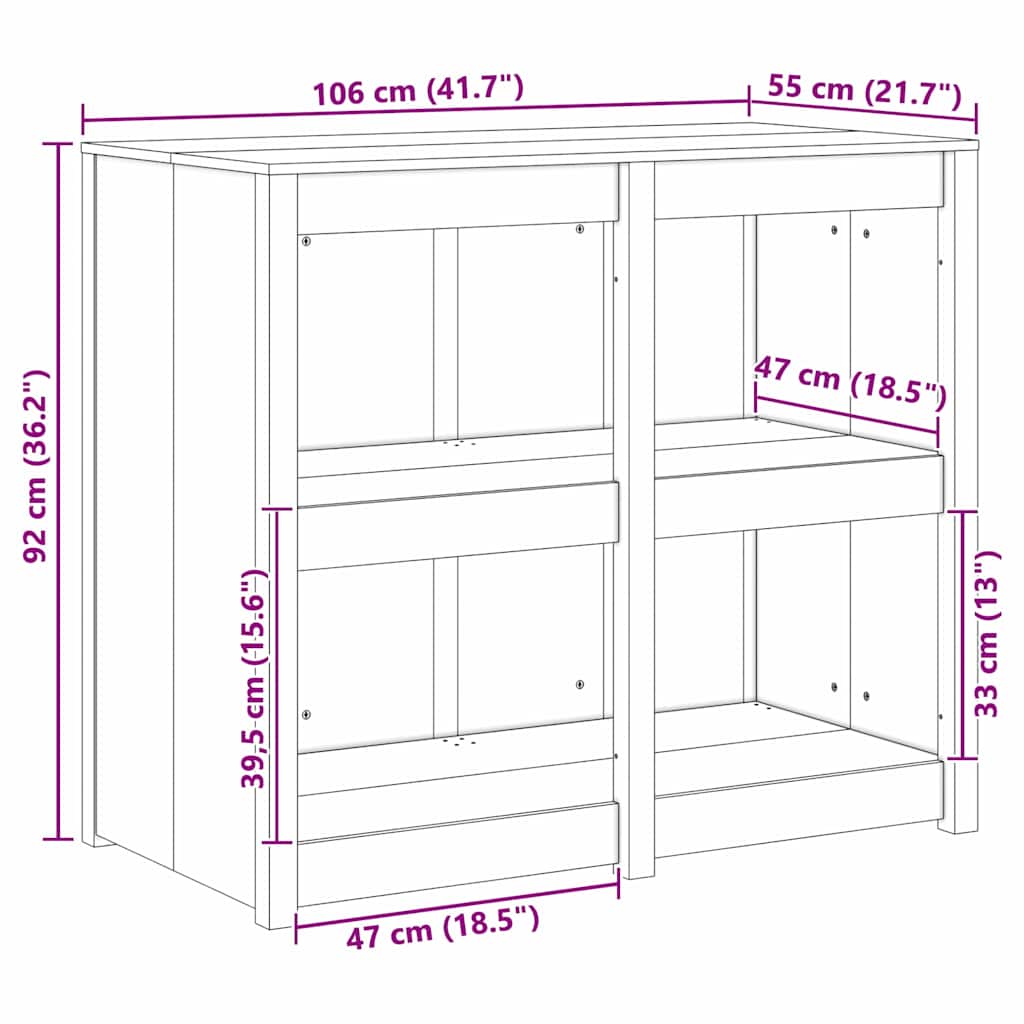 Køkkenskab med hylde Brun eg 106 x 55 x 92 cm Massiv fyrretræ
