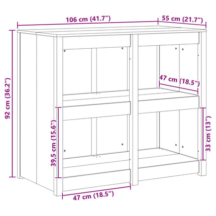 Køkkenskab MEPPEL Brun eg 106 x 55 x 92 cm Massiv fyrretræ