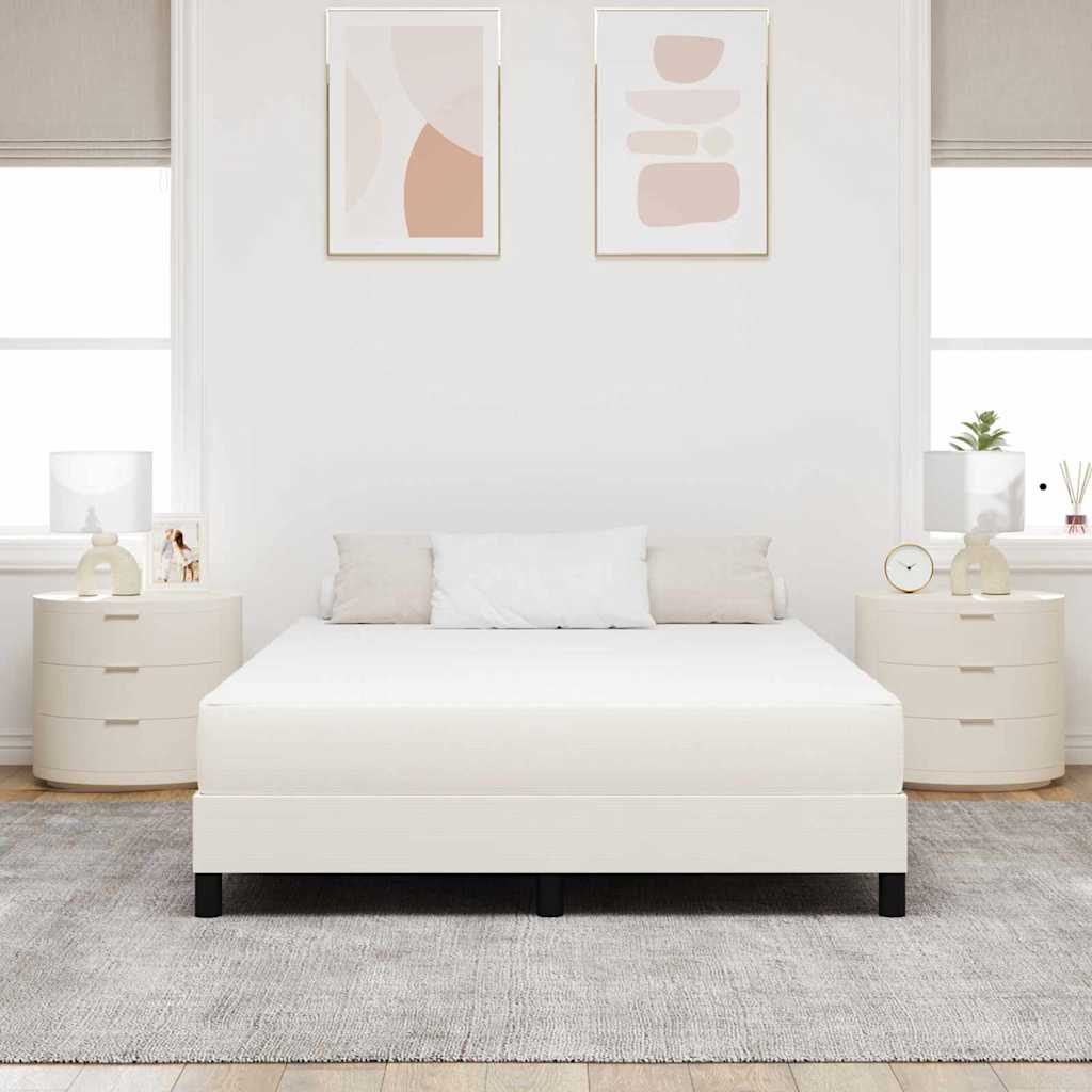 Sengemadras med madras Creme 140 x 190 cm Stof