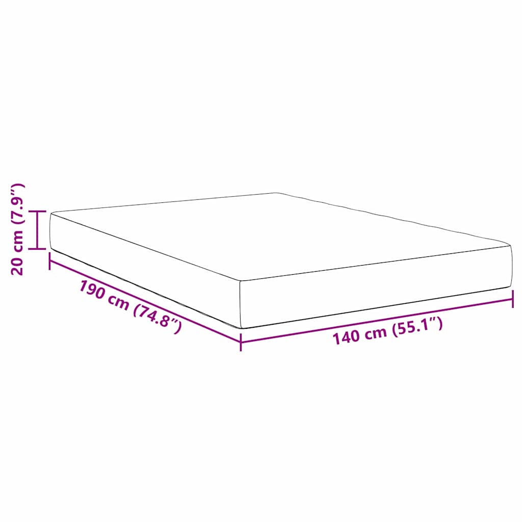 Sengemadras med madras Creme 140 x 190 cm Stof