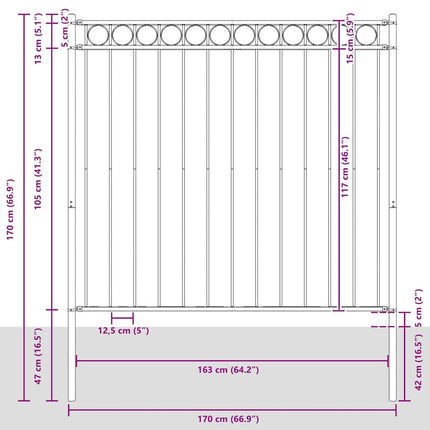 Element til hegn ASSEN Hvid 170 x 170 cm Stål