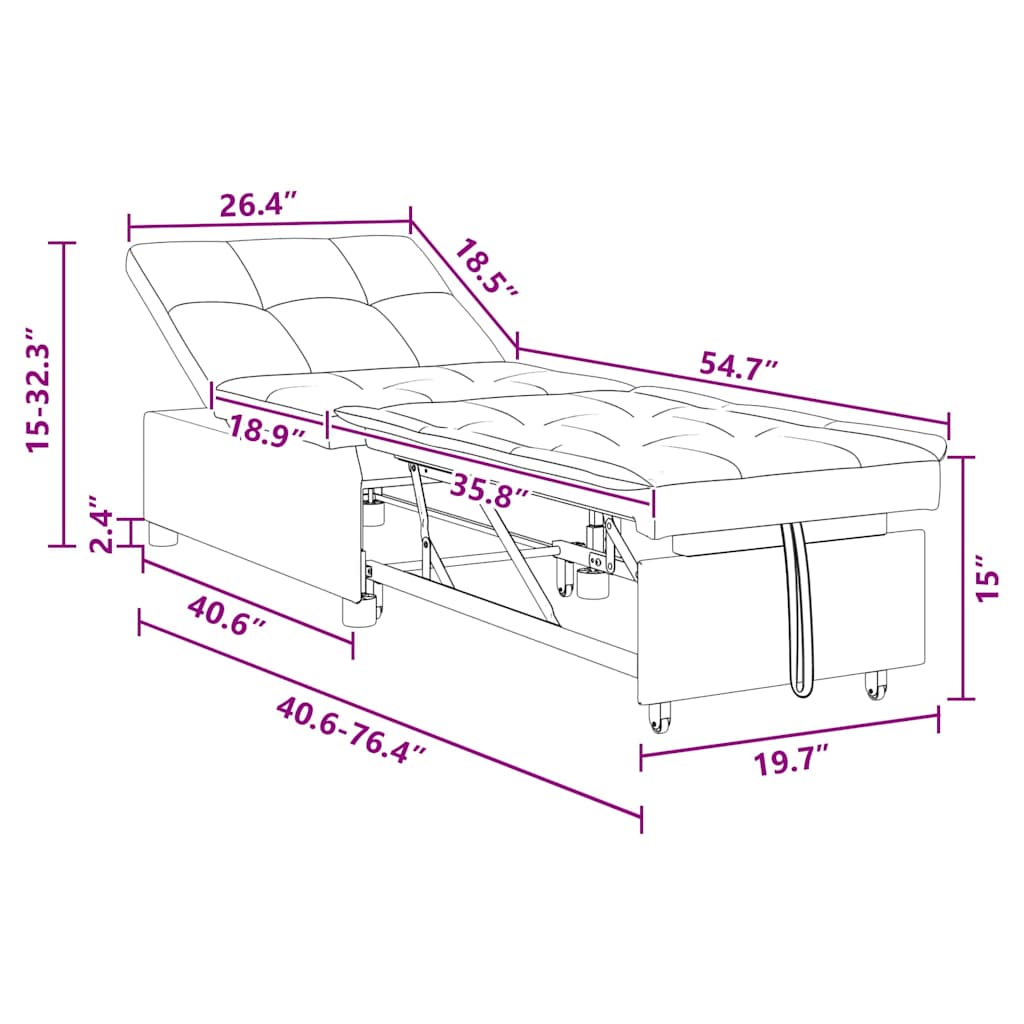 Sovesofa Lysegrå 194 x 67 x 37 cm Stof