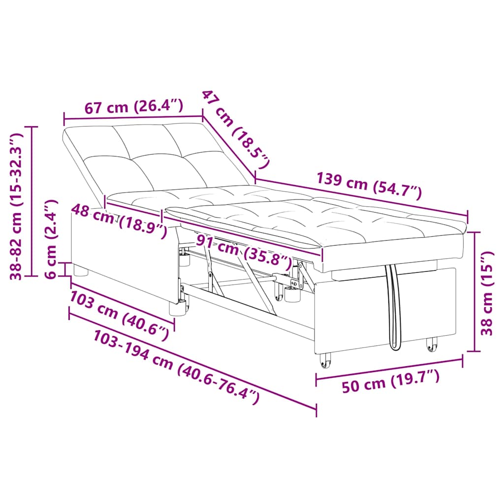Sovesofa Mørkegul 194 x 67 x 37 cm Stof