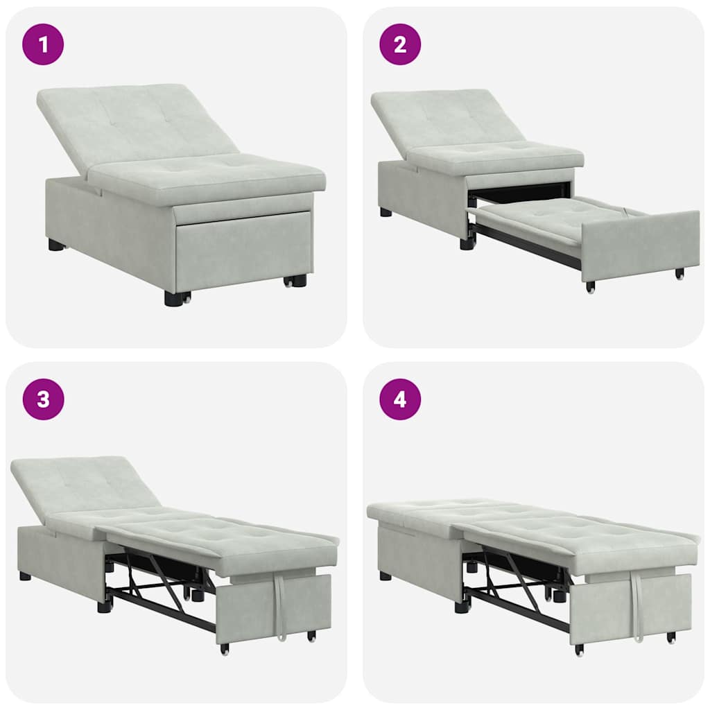 Sovesofa Lysegrå 67 x 194 x 38 cm Fløjl