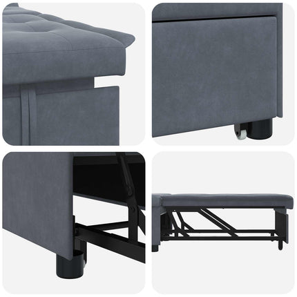 Sovesofa Mørkegrå 194 x 67 x 82 cm Fløjl