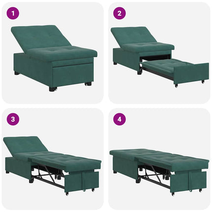 Sovesofa Mørkegrøn 194 x 67 x 82 cm Fløjl