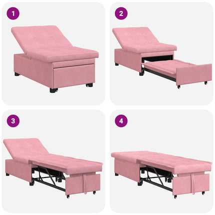 Sovesofa Lyserød 194 x 67 x 82 cm Fløjl