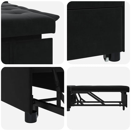 Sovesofa Sort 194 x 67 x 82 cm Fløjl