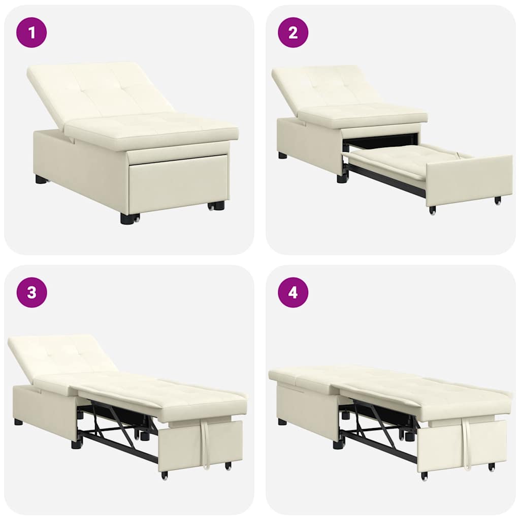 Sovesofa Creme 67 x 194 x 38 cm Fløjl