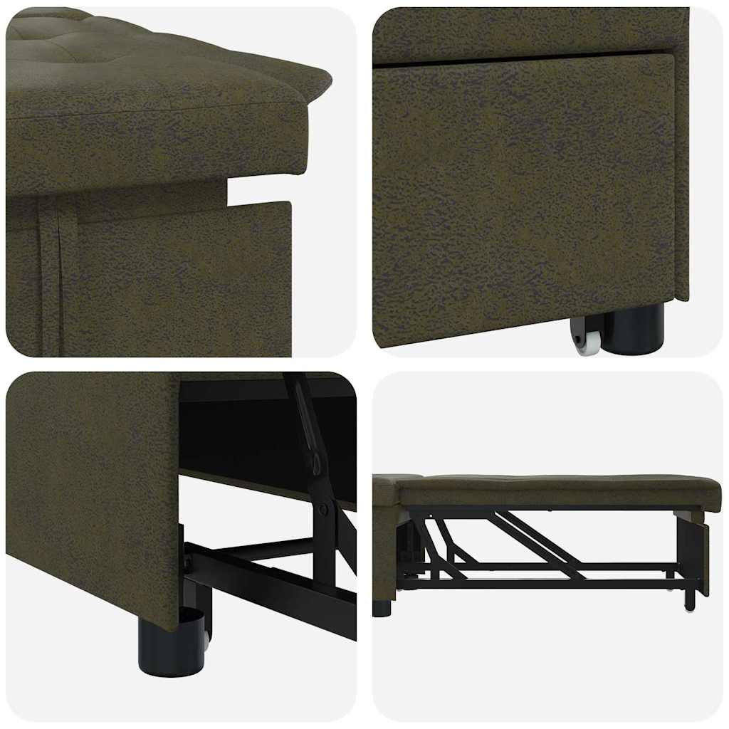 Sovesofa Army grøn 67 x 194 x 38 cm Faux suede læder