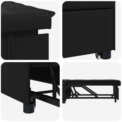 Udtrækssofa Sort 194 x 67 x 82 cm Microfiber