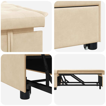 Udtrækssofa Creme 194 x 67 x 82 cm Microfiber