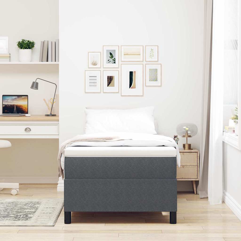 Box spring seng Mørkegrå og Hvid 80 x 200 cm Velourstof