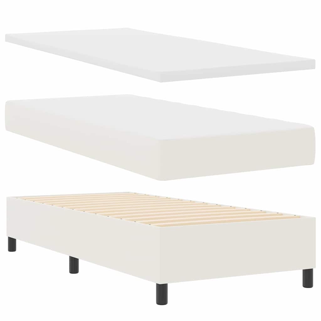 Box spring seng Creme og hvid 90 x 190 cm Velourstof
