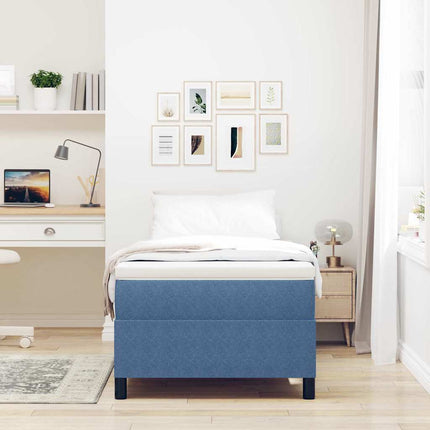 Box spring seng Blå og Hvid 90 x 190 cm Velourstof