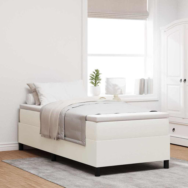 Box spring seng Creme og hvid 100 x 200 cm Velourstof