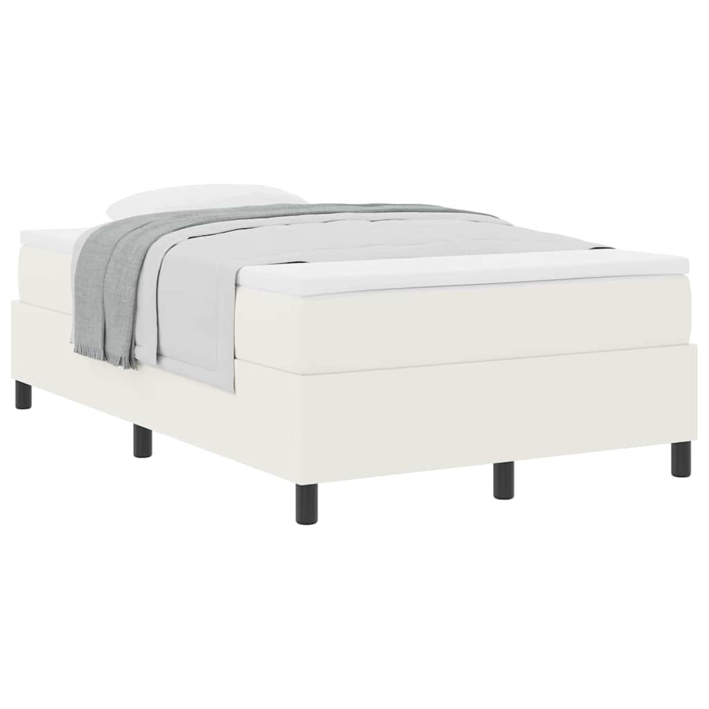 Box spring seng Creme og hvid 120 x 190 cm Velourstof