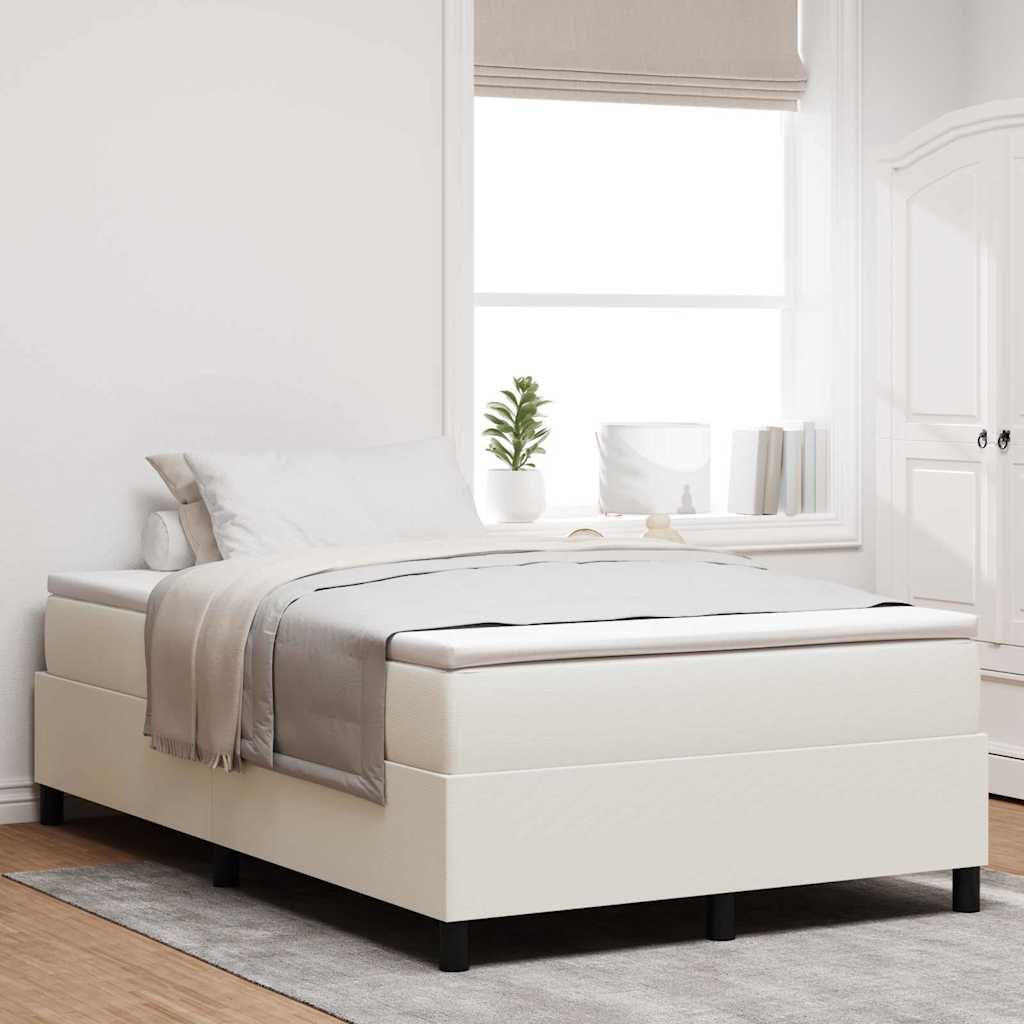 Box spring seng Creme og hvid 120 x 200 cm Velourstof