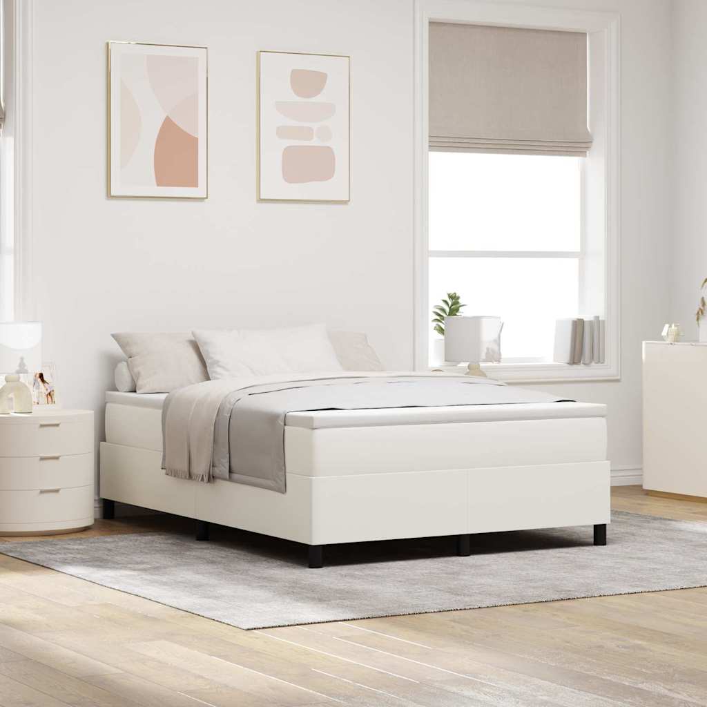 Box spring seng Creme og hvid 140 x 190 cm Velourstof