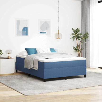 Box spring seng Blå og Hvid 140 x 200 cm Velourstof