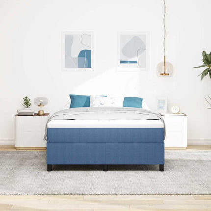 Box spring seng Blå og Hvid 140 x 200 cm Velourstof