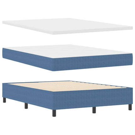 Box spring seng Blå og Hvid 140 x 200 cm Velourstof