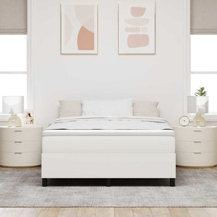 Box spring seng Creme og hvid 160 x 200 cm Velourstof