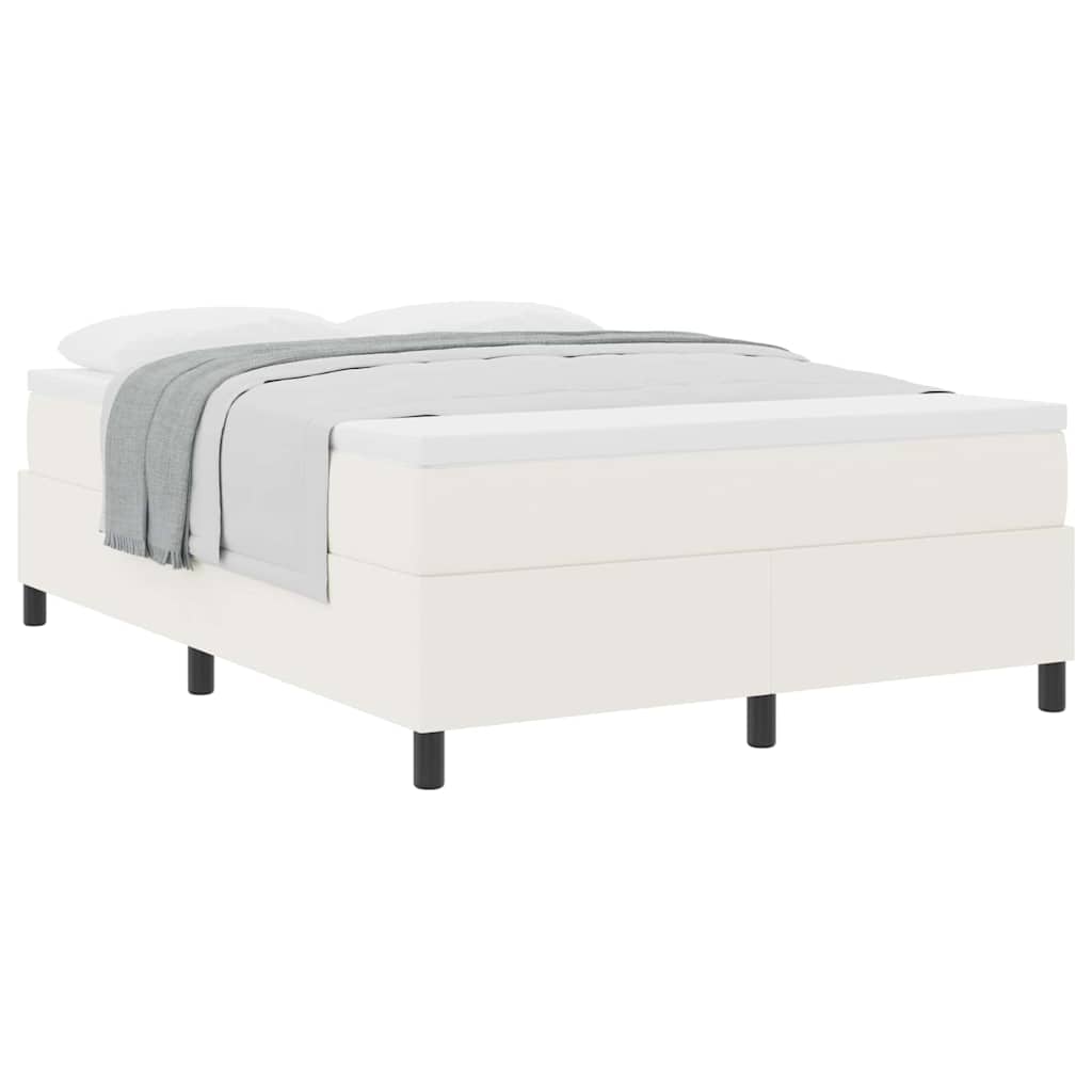 Box spring seng Creme og hvid 160 x 200 cm Velourstof