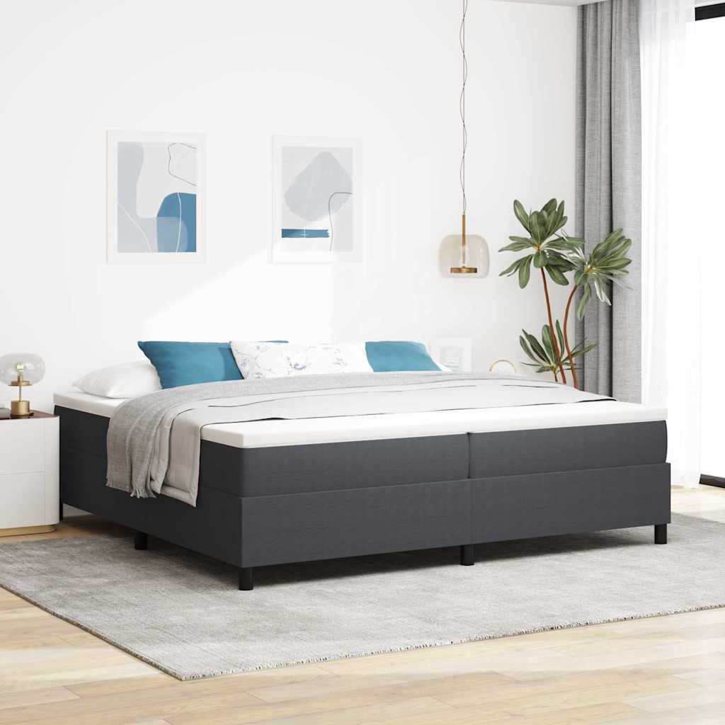 Box spring seng Mørkegrå og Hvid 200 x 200 cm Velourstof