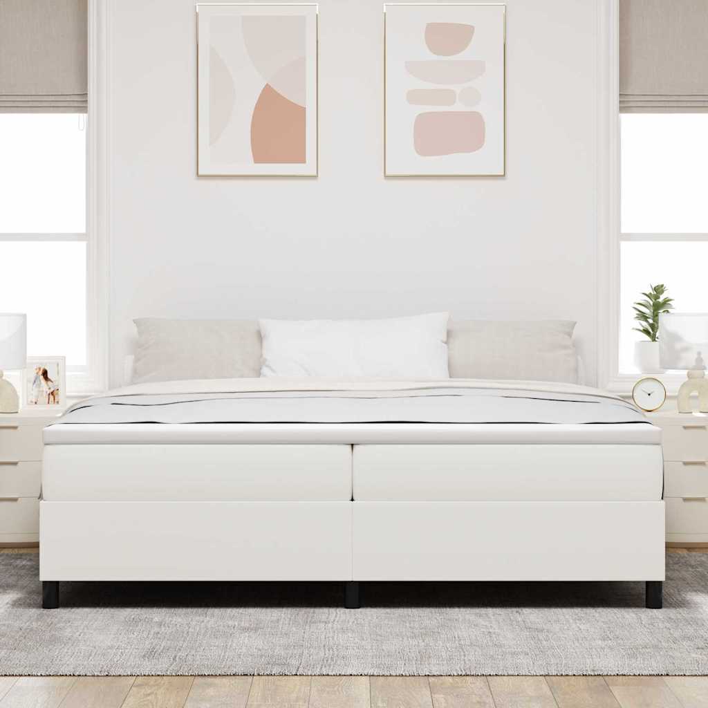 Box spring seng Creme og hvid 200 x 200 cm Velourstof