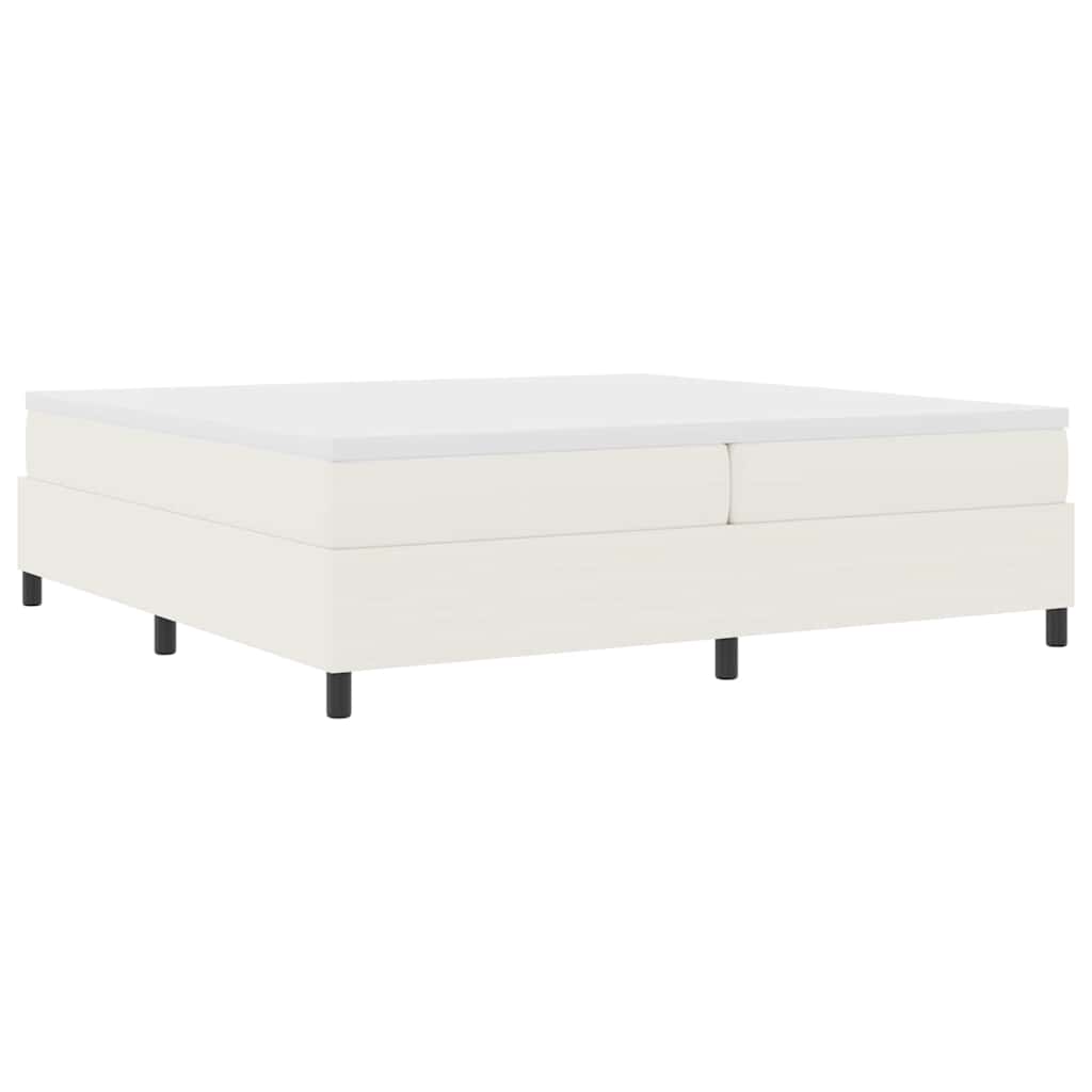 Box spring seng Creme og hvid 200 x 200 cm Velourstof
