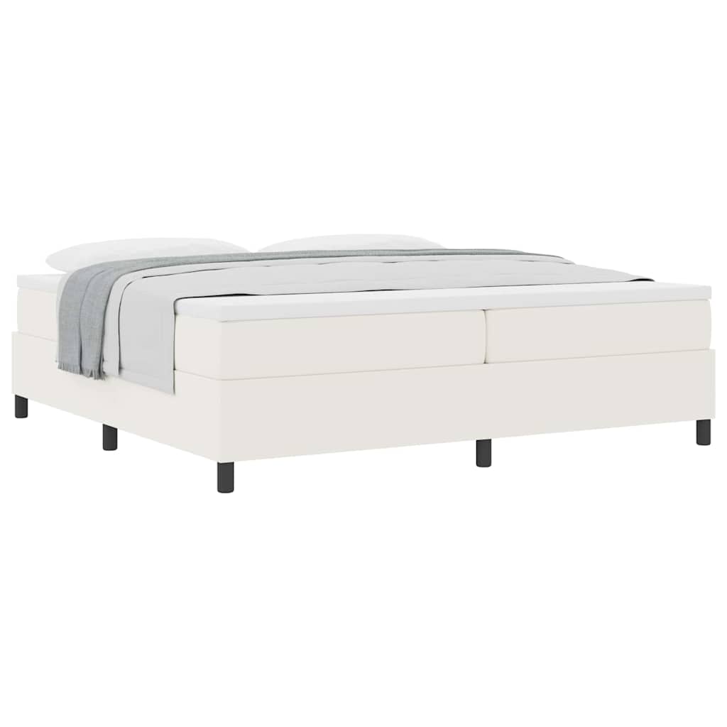Box spring seng Creme og hvid 200 x 200 cm Velourstof