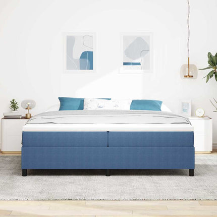 Box spring seng Blå og Hvid 200 x 200 cm Velourstof