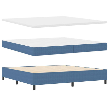 Box spring seng Blå og Hvid 200 x 200 cm Velourstof