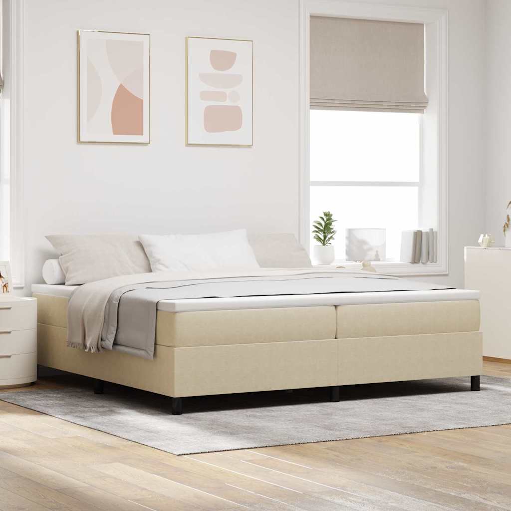 Box spring seng Lys Grå og Hvid 200 x 200 cm Velourstof billede