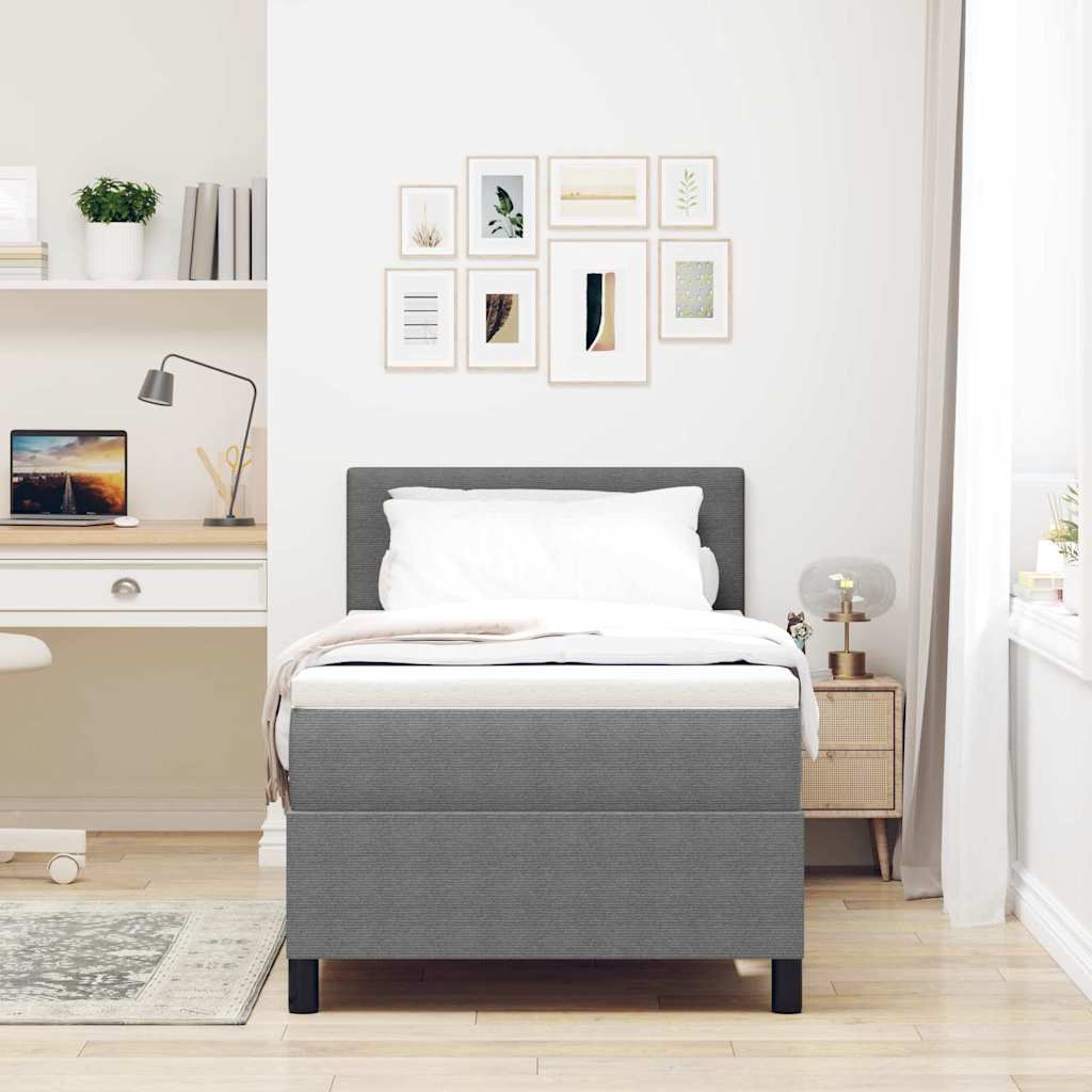 Box spring seng Lys Grå og Hvid 80 x 200 cm Velourstof