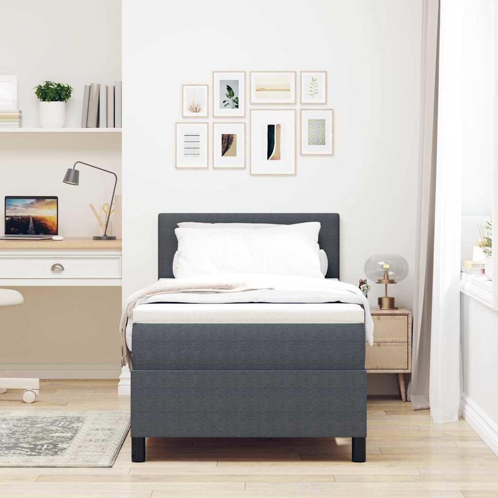 Box spring seng Mørkegrå og Hvid 80 x 200 cm Velourstof