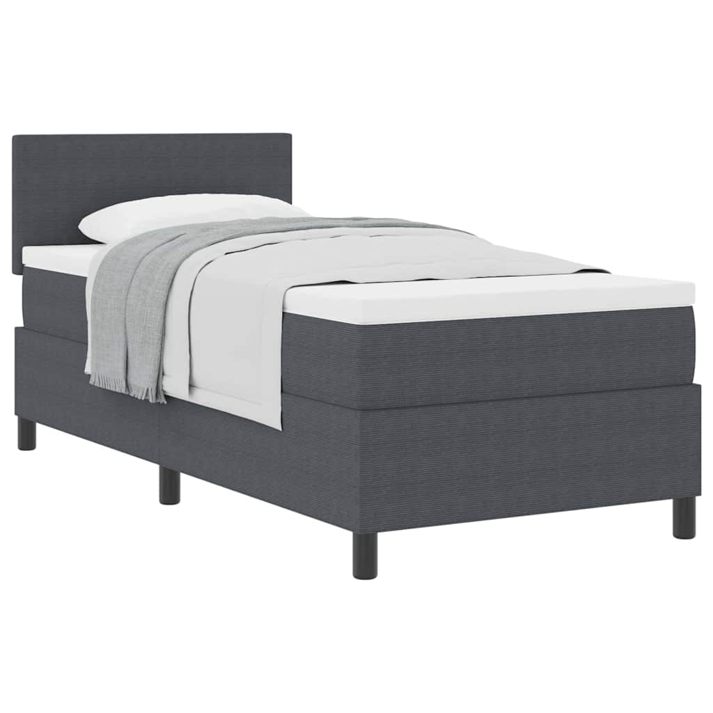Box spring seng Mørkegrå og Hvid 80 x 200 cm Velourstof